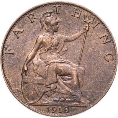 купить Великобритания 1 фартинг (farthing) 1918
