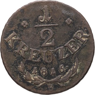 купить Австрия 1/2 крейцера (kreuzer) 1816, знак монетного двора "В" - Кремница