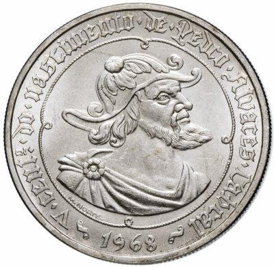 Купить Португалия 50 эскудо (escudos) 1968 "500 лет со дня рождения Педру Алвариша Кабрала"
