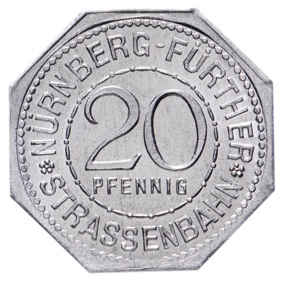 купить Германия, Нюрнберг 20 пфеннигов 1921 "Памятник Мартину Бехайму" (трамвайный жетон)
