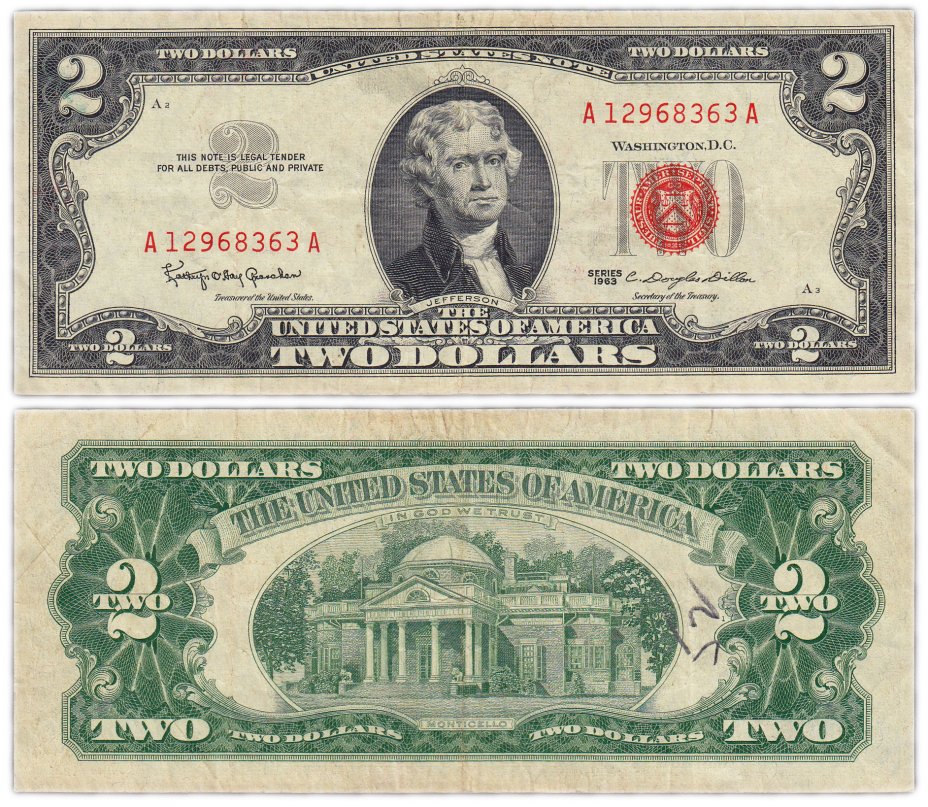 купить США 2 доллара 1963 (Pick 382a)