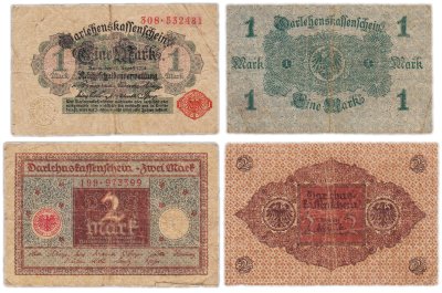 купить Германия набор из 2 банкнот 1, 2 марки 1914-1920