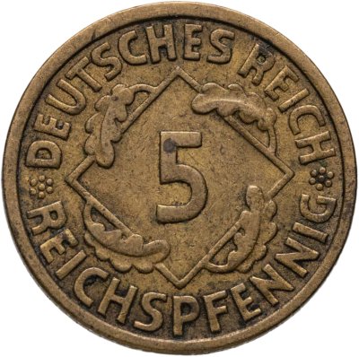 купить Германия 5 рейхспфеннигов (reichspfennig) 1935 A знак монетного двора "A" — Берлин