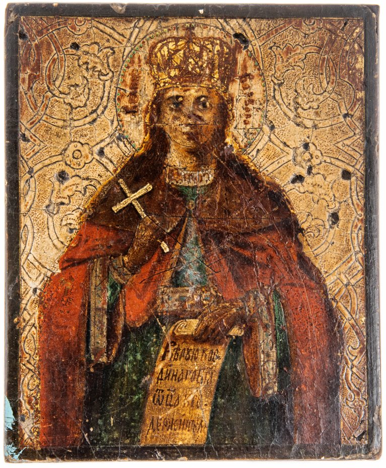 купить Икона "Святая Великомученица Варвара", дерево, темпера, резьба по левкасу, Российская Империя, 1850-1900 гг.