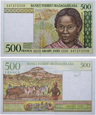 купить Мадагаскар 500 франков 1994 (Pick 75a)
