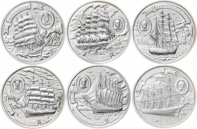 купить Острова Кука набор из 6 монет 5 долларов 2008 "Парусные корабли XX века" в подарочном футляре с сертификатом