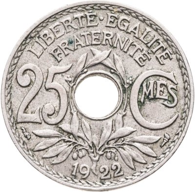 купить Франция 25 сантимов (centimes) 1922