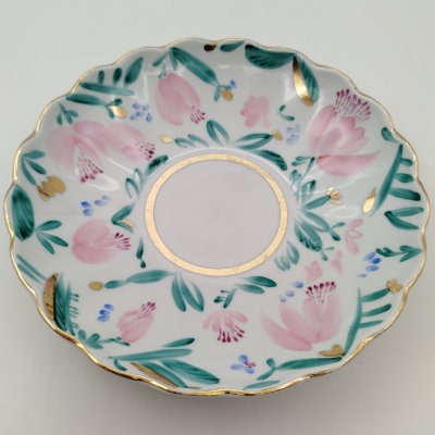 купить Конфетница из сервиза «Горошек», автор росписи Л.И. Григорьева, автор формы «Тюльпан» С.Е. Яковлева, фарфор, роспись, золочение, Ленинградский фарфоровый завод (ЛФЗ), СССР, 1970-1991 гг.