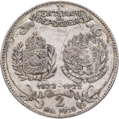 купить Бразилия 2000 реалов (рейс, reis) 1922 "100-летие независимости"