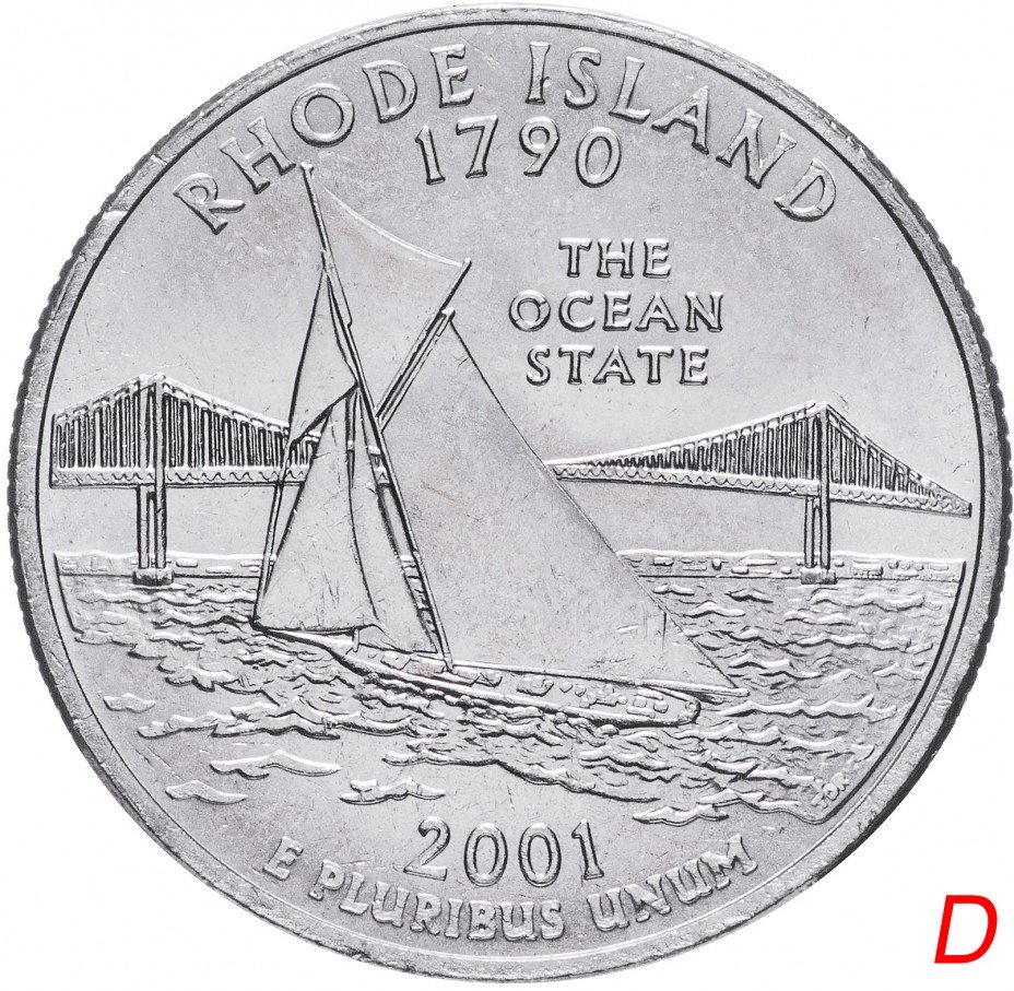 купить США 1/4 доллара (квотер, 25 центов) 2001 D "Штат Род Айленд"