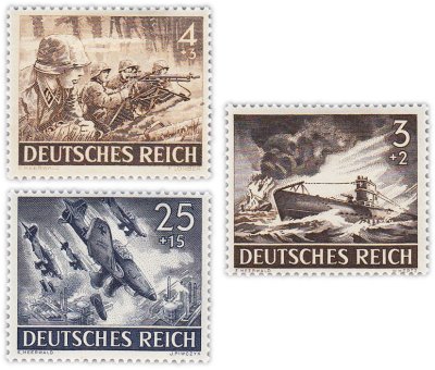 купить Германия, Третий рейх набор из 3 марок 1943 "День Вермахта. Армия"