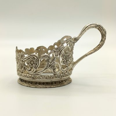 купить Подстаканник с прорезным цветочным декором на тулове, металл, серебрение, СССР, 1970-1990 гг.