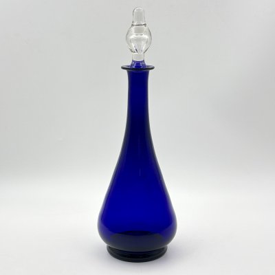 купить Штоф кобальтового оттенка с туловом каплевидной формы и пузырем внутри пробки, стекло, выдувание, Россия, 1900-1940 гг.