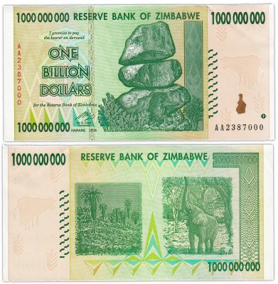 купить Зимбабве 1000000000 долларов 2008 (Pick 83)