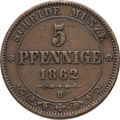 купить Германия (Саксония) 5 пфеннигов 1862 В