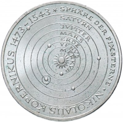 купить Германия 5 марок 1973 "500 лет со дня рождения Николая Коперника" J