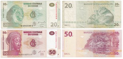 купить Конго набор из 2 банкнот 20 и 50 франков 2003-2013