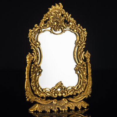 купить Зеркало в раме настольное, декорированное рокайльными элементами, (крупное), металл, бронзирование, зеркальное полотно, Западная Европа, 1980-2000 гг.