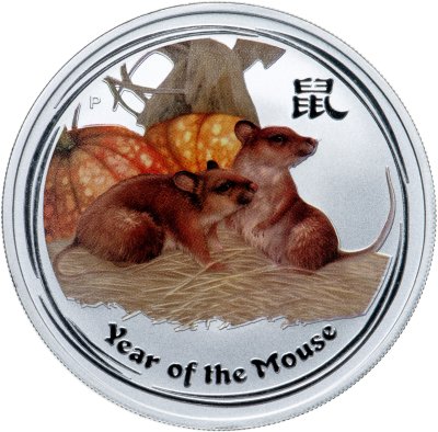 Купить Австралия 1 доллар (dollar) 2008 P Year of the Mouse (год Мыши) две мыши