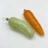 Купить Набор из 2-х елочных игрушек (морковка, огурец), стекло, крытье, СССР, 1960-1980 гг.