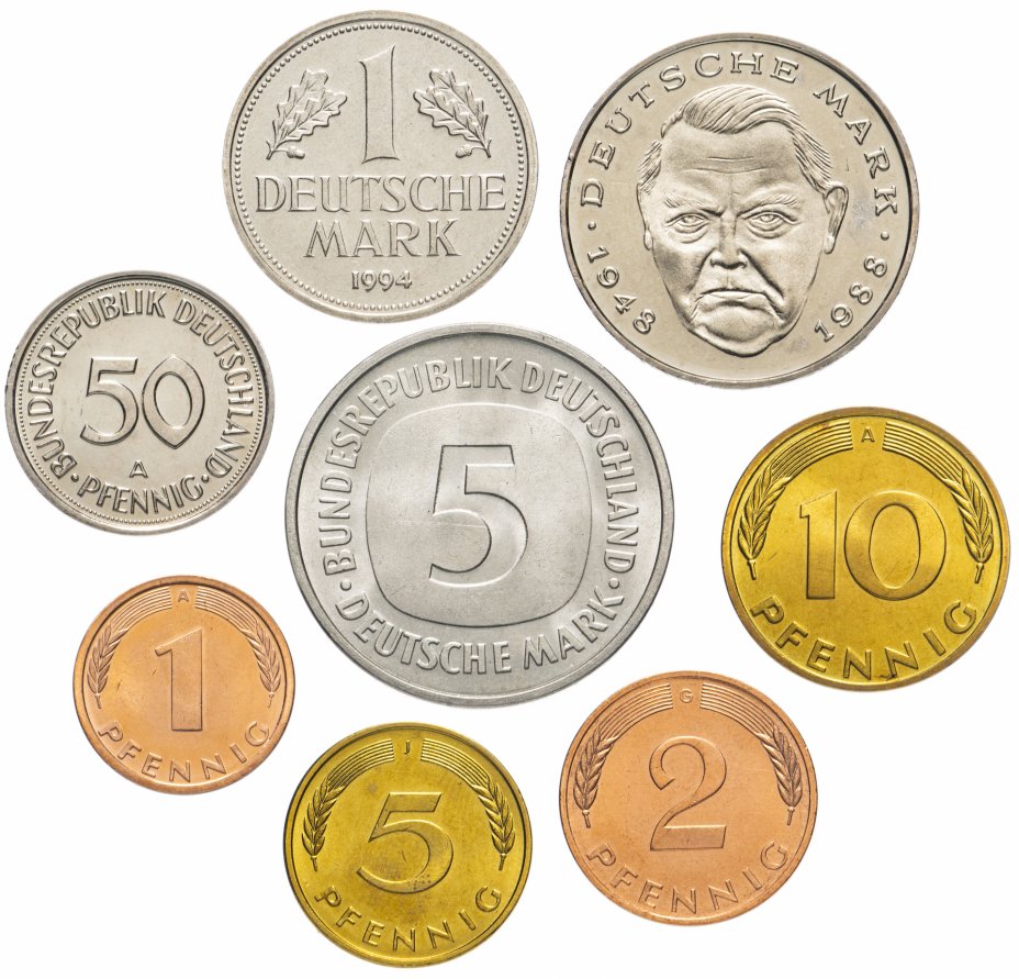купить Германия набор монет 1975-1996 (8 монет)