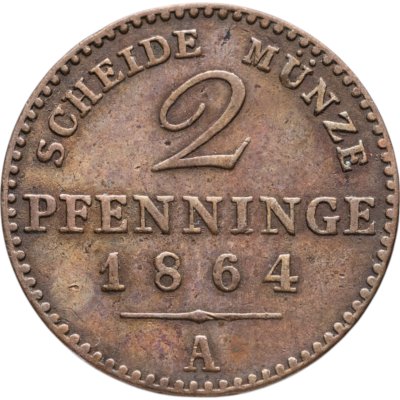 купить Германия, Пруссия 2 пфеннига 1864 A