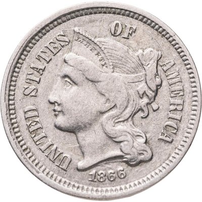 купить США 3 цента (cents) 1866 Three Cent Nickel