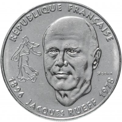 купить Франция 1 франк (franc) 1996 "100 лет со дня рождения Жака Рюефа"