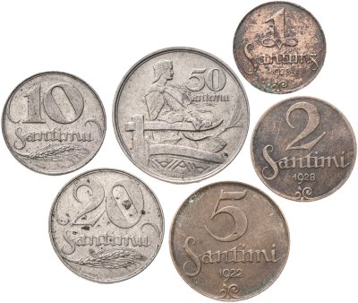 купить Латвия полный годовой набор монет для обращения 1922-1928 (6 шт.)