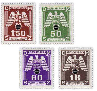 купить Германия, Третий Рейх, Богемия и Моравия набор из 4 марок 1943 "Марки специальной оплаты правительственной корреспонденции"