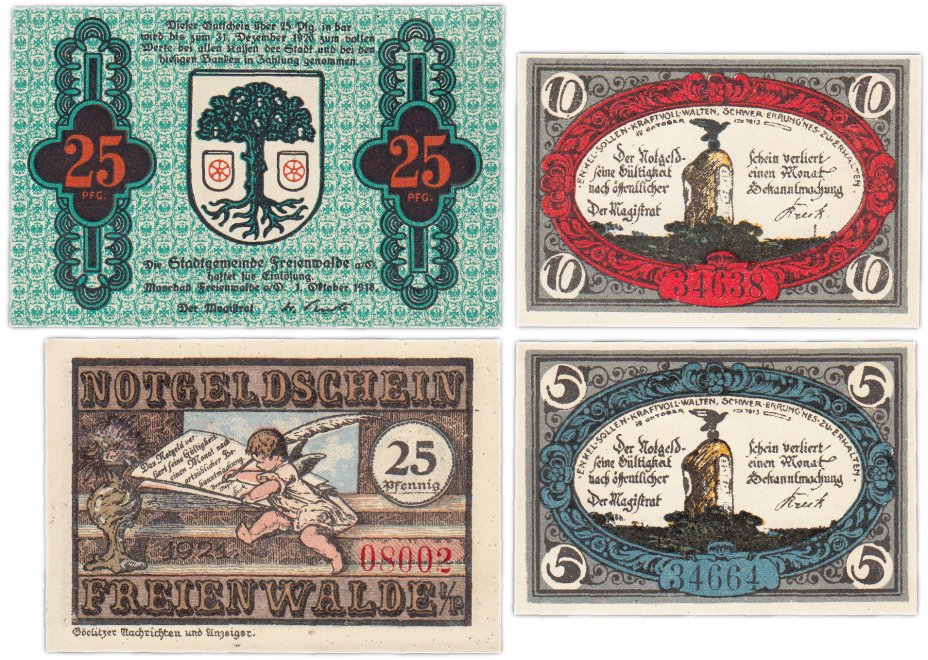купить Германия (Померания: Фрайенвальде) набор из 4-х нотгельдов 1921