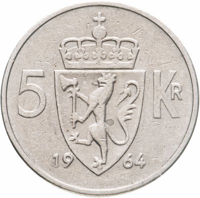 купить Норвегия 5 крон (kroner) 1964