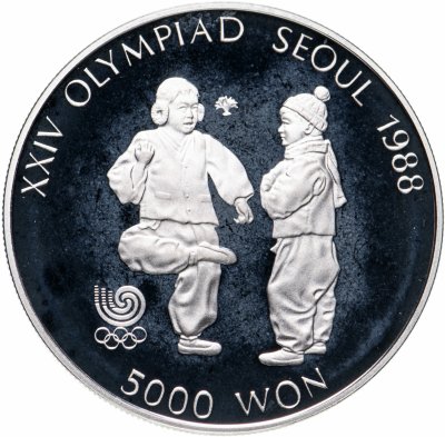 купить Южная Корея 1987 5000 вон "XXIV Летние Олимпийские Игры, Сеул 1988 - Чеги Чаги"