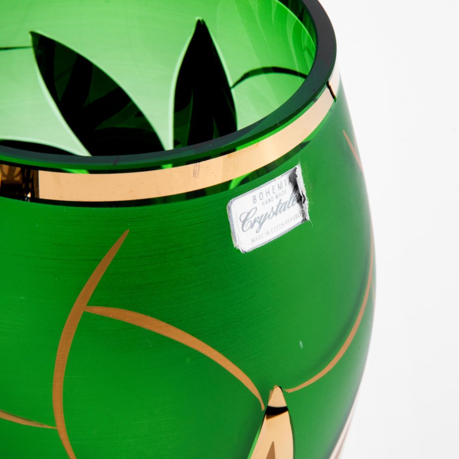 Ваза с золотым цветочным декором Bohemia Crystalex, стекло, Матирование ...