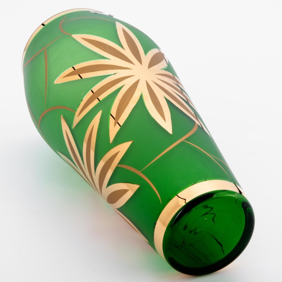 Ваза с золотым цветочным декором Bohemia Crystalex, стекло, Матирование ...