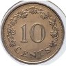 Купить Мальта 10 центов 1972 в конверте с маркой