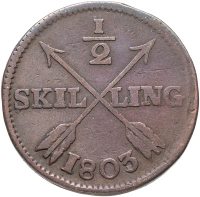 купить Швеция 1/2 скиллинга 1803