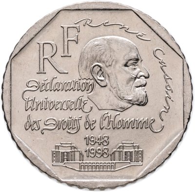 купить Франция 2 франка (francs) 1998 "50 лет Декларации Прав Человека"