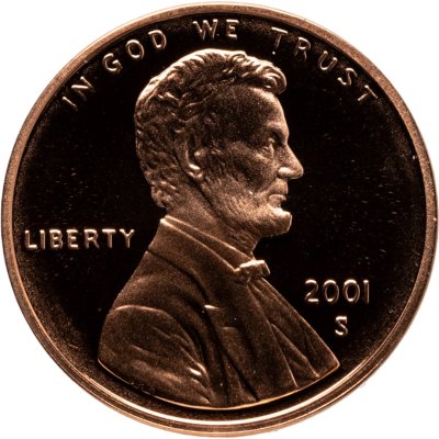 купить США 1 цент (cent) 2001 S Proof "Мемориал Линкольна (Lincoln Memorial Cent)" знак монетного двора "S" - Сан-Франциско