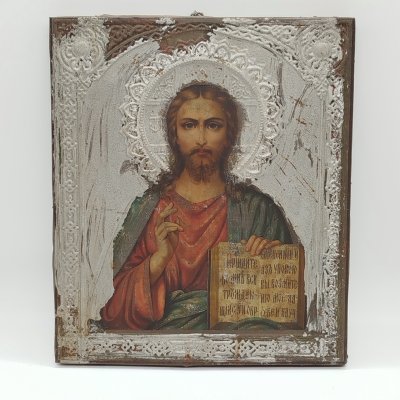 купить Икона "Господь Вседержитель", жесть, печать (хромолитография), дерево, ткань, Российская империя, 1890-1915 гг.