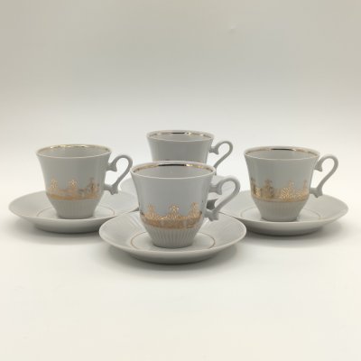 купить Набор из 4-х кофейных пар с орнаментальным декором, фарфор, золочение, Барановский фарфоровый завод, СССР, 1970-1990 гг.