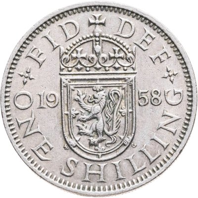 купить Великобритания 1 шиллинг (shilling) 1958 Шотландский герб - атакующий лев внутри коронованного щита