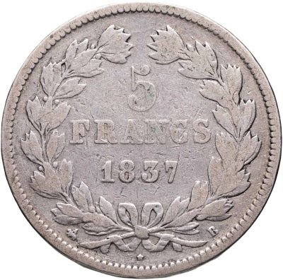 купить Франция 5 франков (francs) 1837