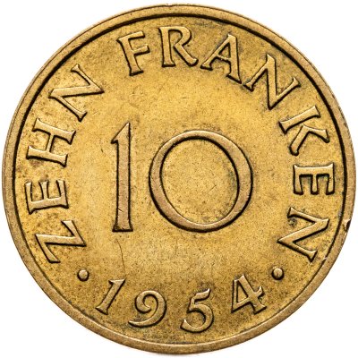купить Саар, 10 франков (francs) 1954