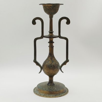 купить Подсвечник на одну свечу в форме вазона с растительным декором, латунь, литье, СССР, 1970-1990 гг.