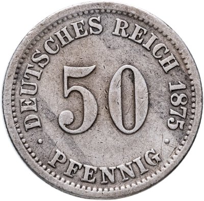 купить Германия 50 пфеннигов (pfennig) 1875, знак монетного двора: "D" - Мюнхен