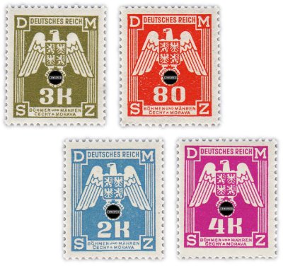 купить Германия, Третий Рейх, Богемия и Моравия набор из 4 марок 1943 "Марки специальной оплаты правительственной корреспонденции"