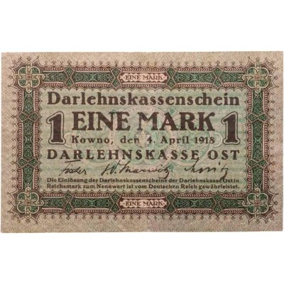 купить Литва 1 марка 1918 Германская оккупация