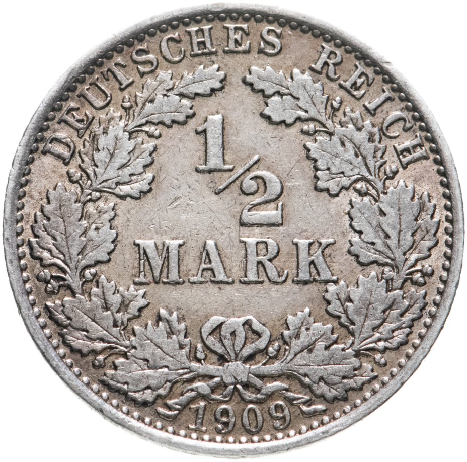 купить Германия 1/2 марки (mark) 1909 A  знак монетного двора: "A" - Берлин