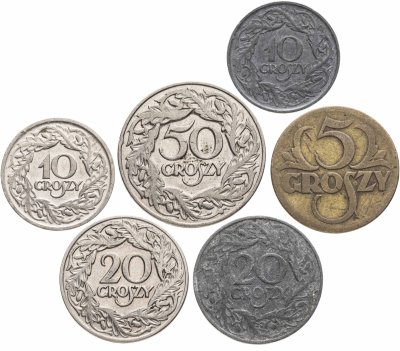купить Польша, набор монет от 5 до 50 грошей 1923 года (6 шт.)